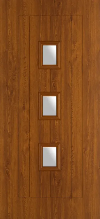 Rotterdam composite door in Light Oak with Satin glass