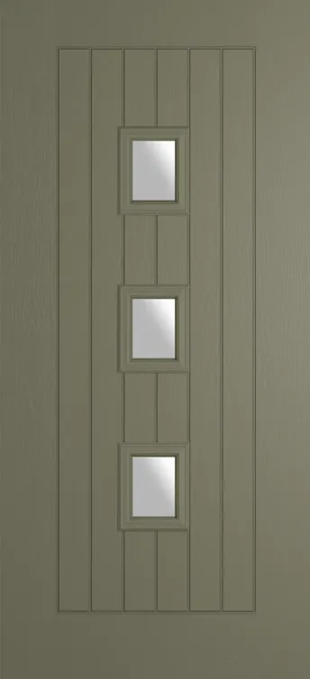 Rotterdam composite door in Olive Grey with Satin glass