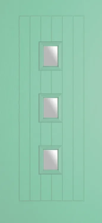 Rotterdam composite door in Pastel Turquoise with Satin glass
