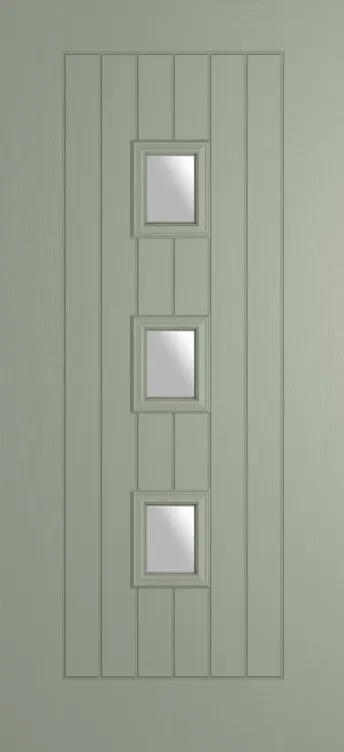 Rotterdam composite door in Pebble Grey with Satin glass