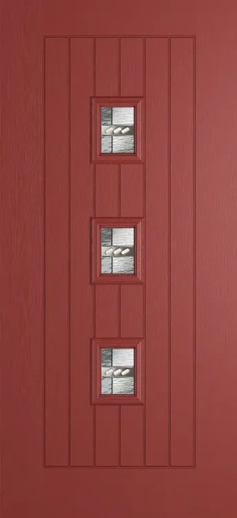 Rotterdam composite door in Red with Matrix glass