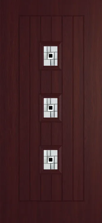 Rotterdam composite door in Rosewood with Modena glass