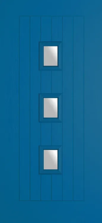 Rotterdam composite door in Signal Blue with Satin glass