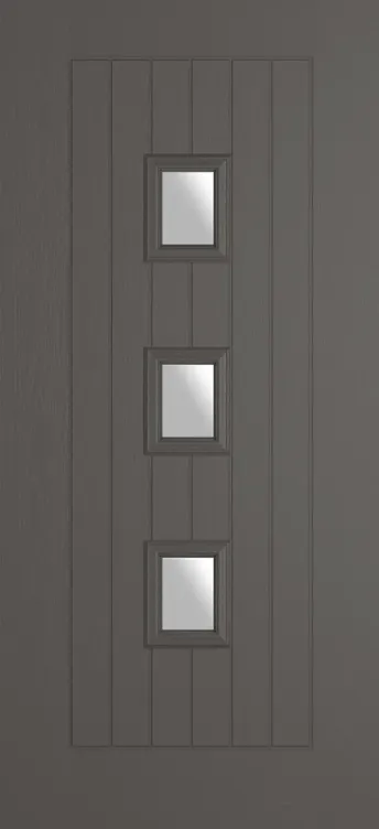 Rotterdam composite door in Slate Grey with Satin glass
