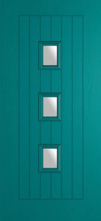 Rotterdam composite door in Teal with Satin glass
