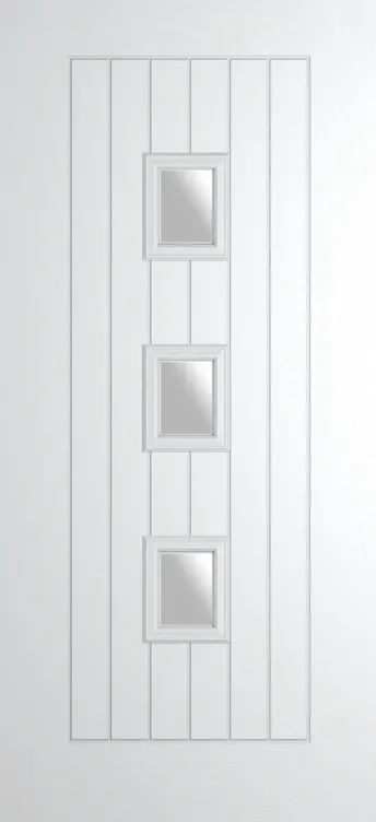 Rotterdam composite door in White with Satin glass