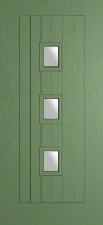 Rotterdam composite door in Woodland Green with Satin glass