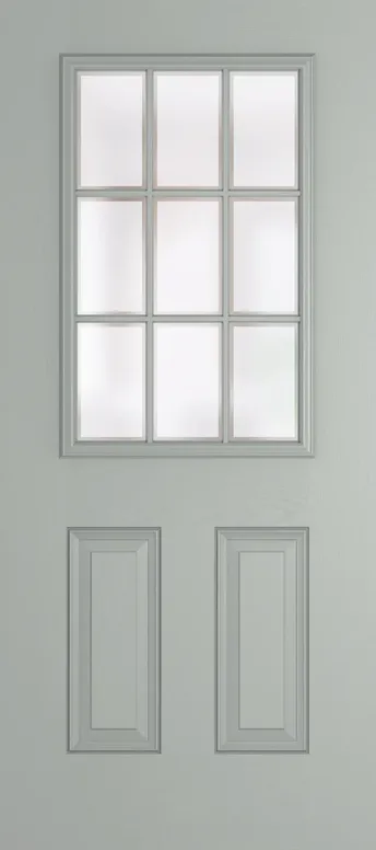 Tuscany Grid Lite composite door in Agate Grey with Etch glass