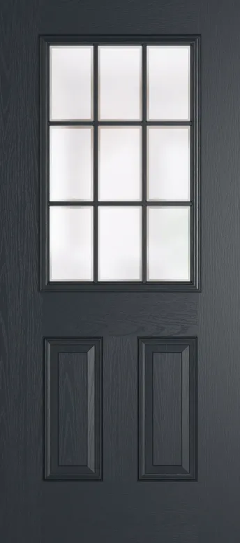 Tuscany Grid Lite composite door in Anthracite Grey with Etch glass