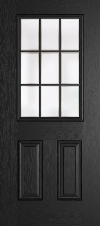 Tuscany Grid Lite composite door in Black with Etch glass