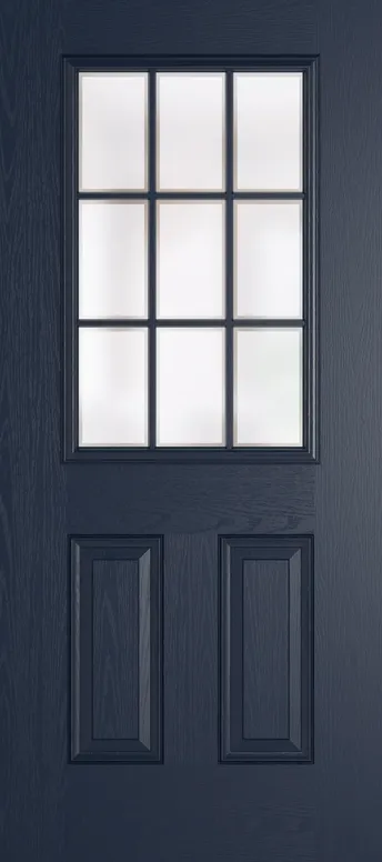 Tuscany Grid Lite composite door in Blue with Etch glass