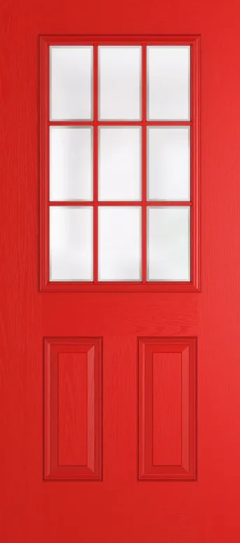 Tuscany Grid Lite composite door in Candy Red with Etch glass
