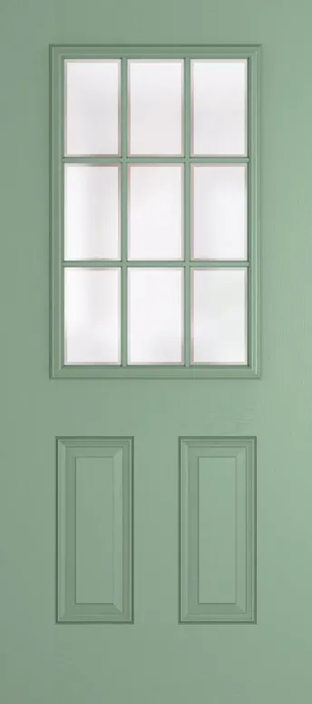Tuscany Grid Lite composite door in Chartwell Green with Etch glass