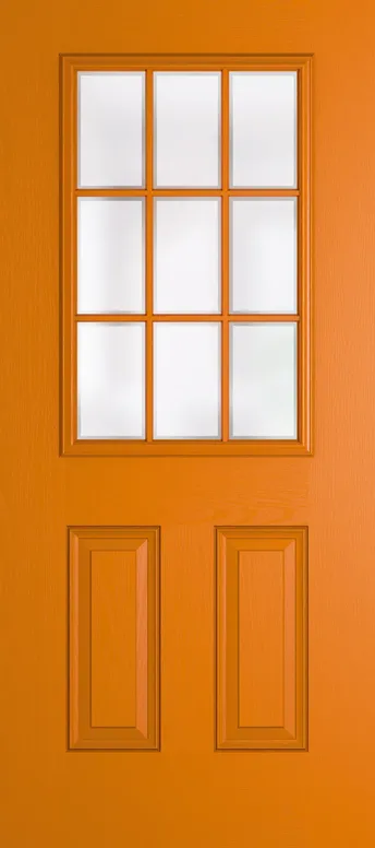 Tuscany Grid Lite composite door in Clementine with Etch glass