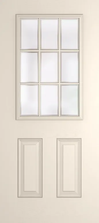 Tuscany Grid Lite composite door in Cream with Etch glass
