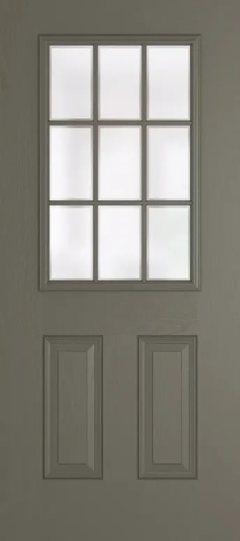 Tuscany Grid Lite composite door in Dolphin Grey with Etch glass