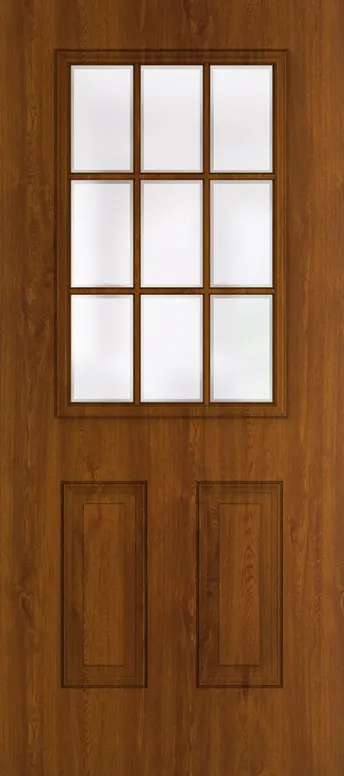 Tuscany Grid Lite composite door in Light Oak with Etch glass