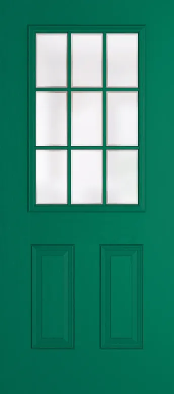 Tuscany Grid Lite composite door in Opal Green with Etch glass
