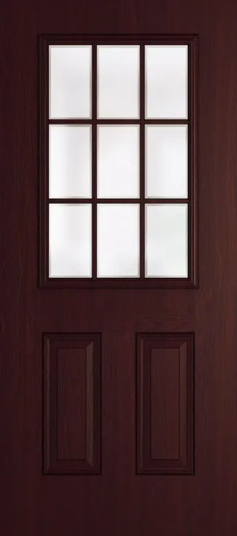 Tuscany Grid Lite composite door in Rosewood with Etch glass