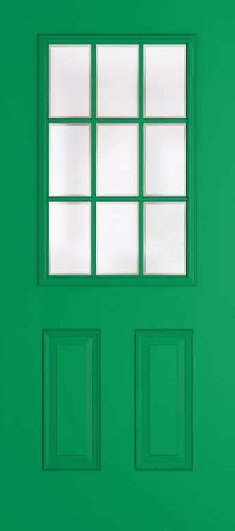 Tuscany Grid Lite composite door in Signal Green with Etch glass
