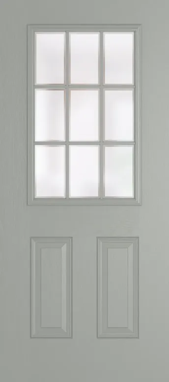 Tuscany Grid Lite composite door in Silver Grey with Etch glass
