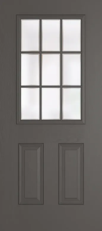 Tuscany Grid Lite composite door in Slate Grey with Etch glass