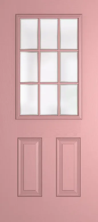 Tuscany Grid Lite composite door in Sweet Pink with Etch glass