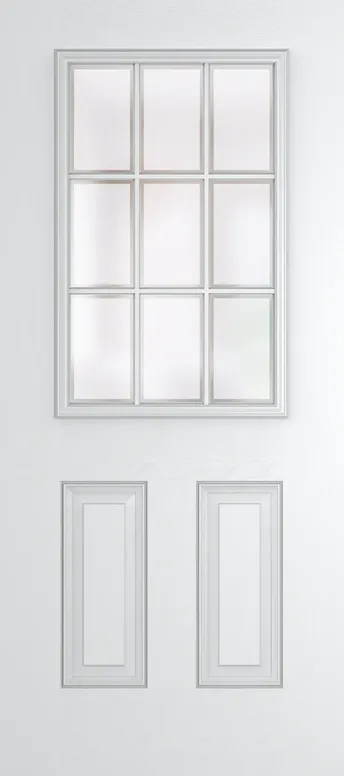 Tuscany Grid Lite composite door in White with Etch glass
