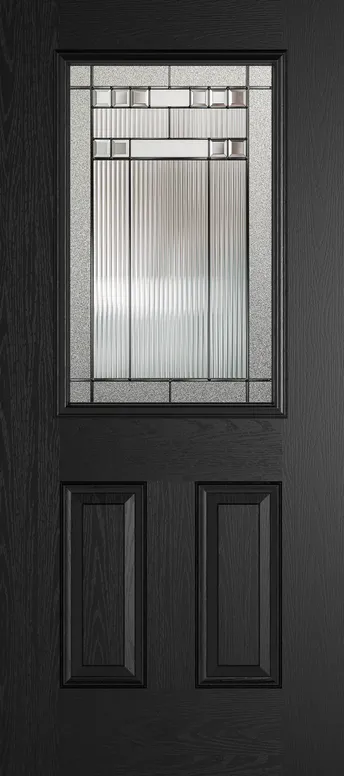 Tuscany composite door in Black with Manhattan glass