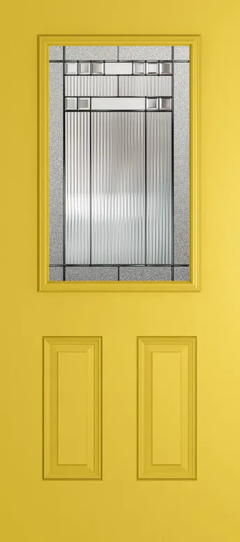 Tuscany composite door in Canary Yellow with Manhattan glass