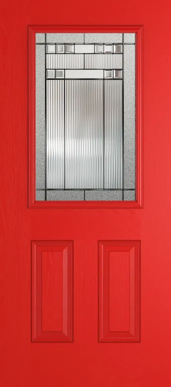 Tuscany composite door in Candy Red with Manhattan glass