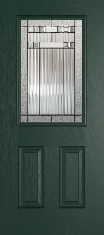 Tuscany composite door in Green with Manhattan glass