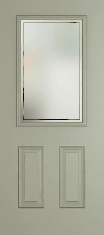 Tuscany composite door in Pebble Grey with Victorian Border glass