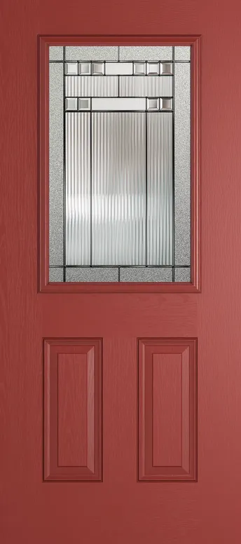 Tuscany composite door in Red with Manhattan glass
