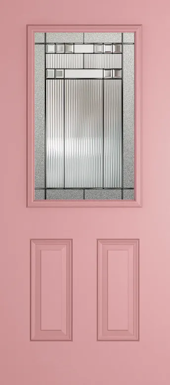 Tuscany composite door in Sweet Pink with Manhattan glass