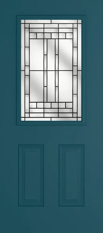 Tuscany composite door in Tranquil Blue with New Orleans glass