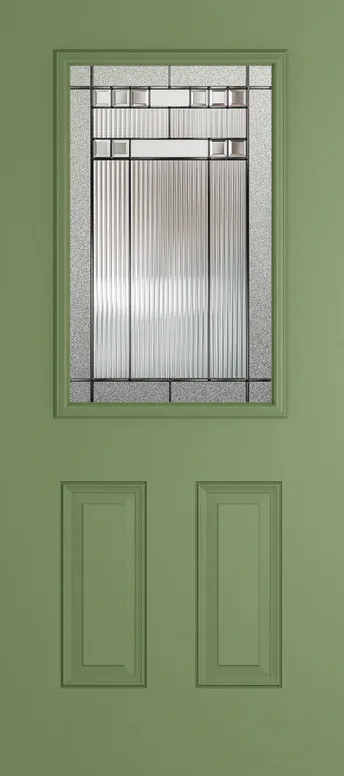 Tuscany composite door in Woodland Green with Manhattan glass