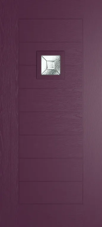 Valencia 1 composite door in Aubergine with Simplicity glass