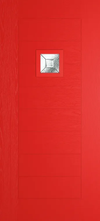 Valencia 1 composite door in Candy Red with Simplicity glass