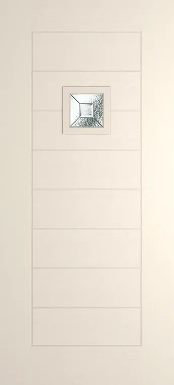 Valencia 1 composite door in Cream with Simplicity glass