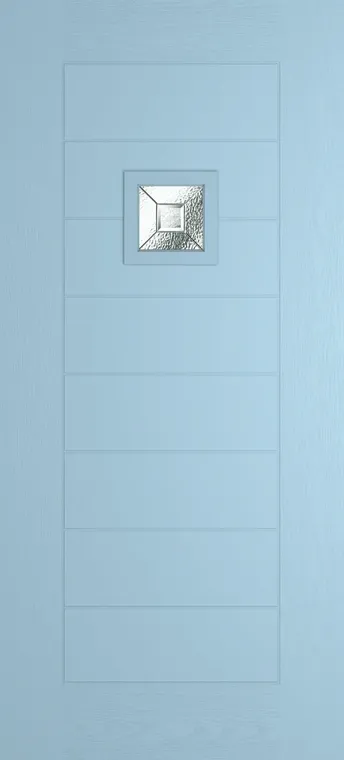 Valencia 1 composite door in Duck Egg Blue with Simplicity glass