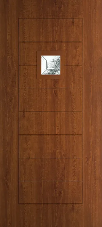 Valencia 1 composite door in Light Oak with Simplicity glass