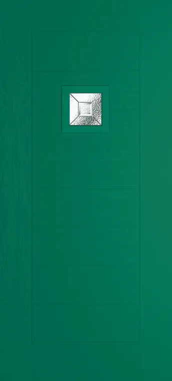 Valencia 1 composite door in Opal Green with Simplicity glass