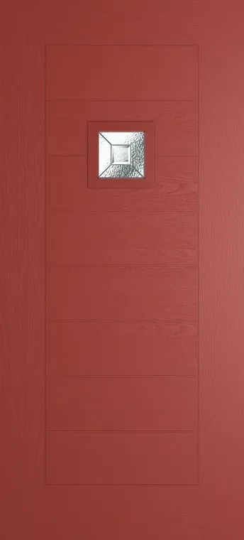 Valencia 1 composite door in Red with Simplicity glass