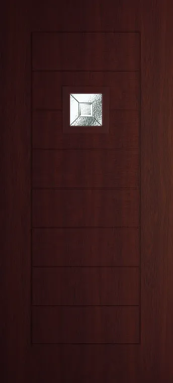 Valencia 1 composite door in Rosewood with Simplicity glass