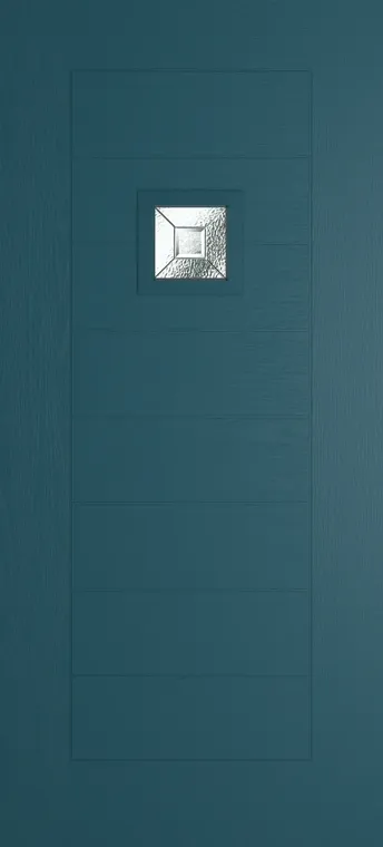 Valencia 1 composite door in Tranquil Blue with Simplicity glass
