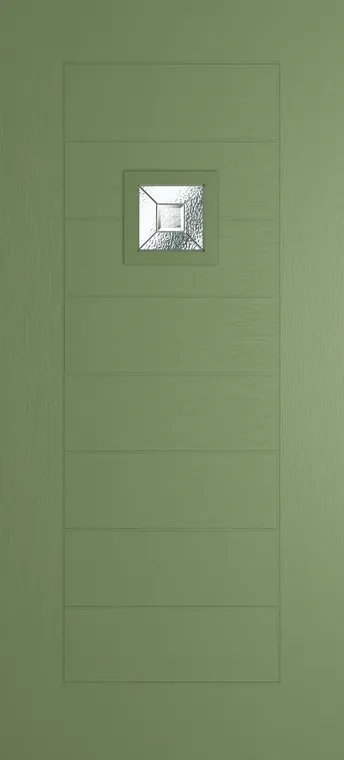 Valencia 1 composite door in Woodland Green with Simplicity glass