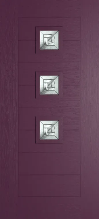 Valencia 3 composite door in Aubergine with New Orleans glass