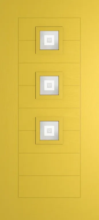 Valencia 3 composite door in Canary Yellow with Greenwich glass