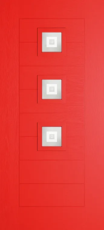 Valencia 3 composite door in Candy Red with Greenwich glass